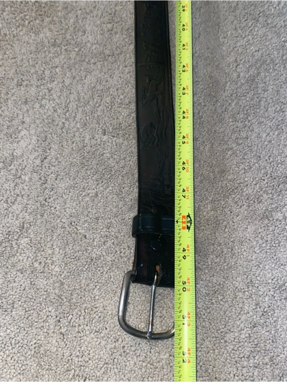 VTG‎ TOOLED Dark Leather Nature Western Belt  Men’s Size 44-46 *SEE Measurements